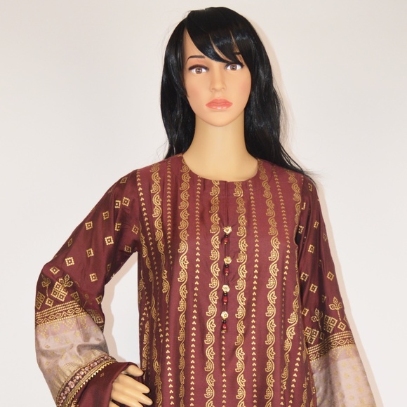 Alkaramstudio 3-Piece Embroidered Silk Suit, Pakistani, Indian Women Dress - Picture 1 of 8
